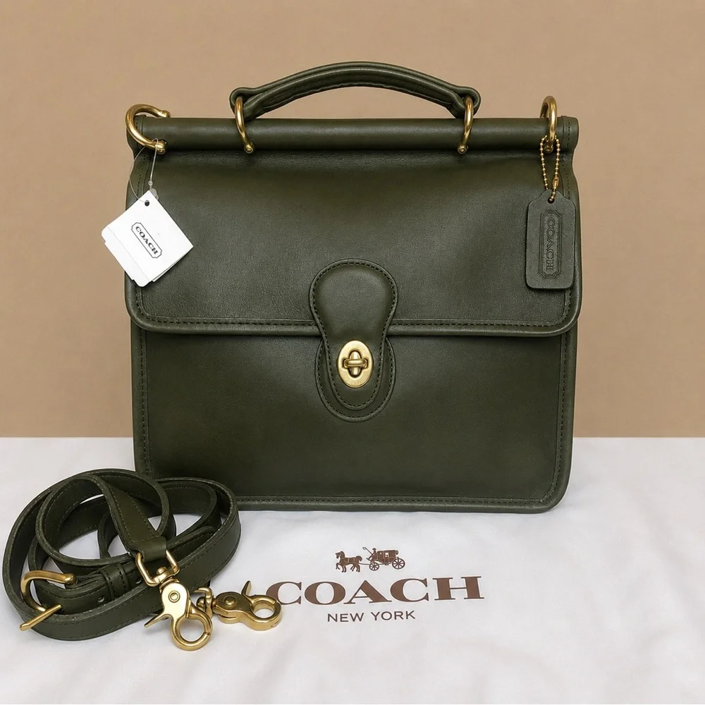 Vintage COACH WILLIS Loden Green Top Handle Turn Lock Bag 9927 COA NWT